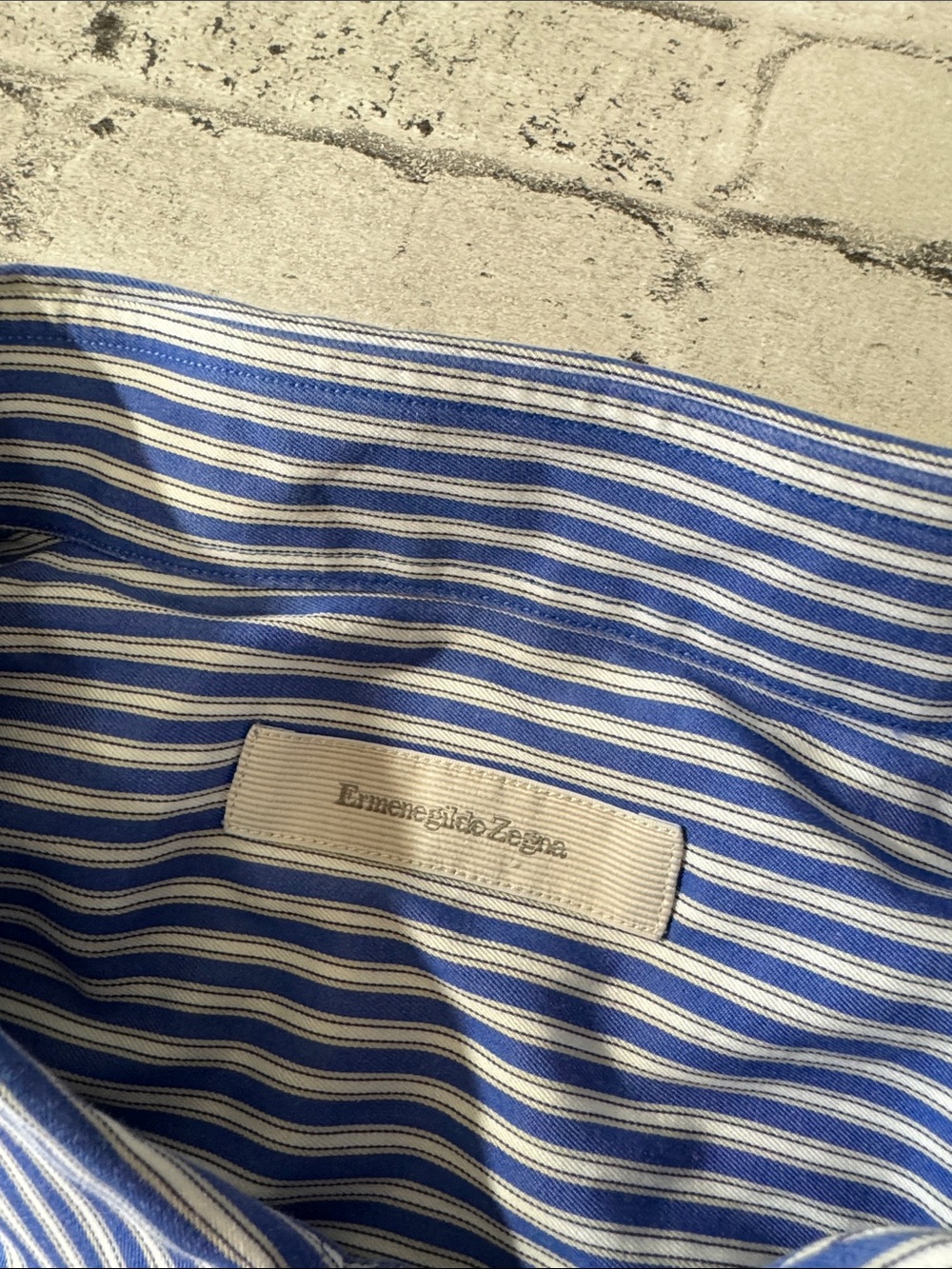 Ermenegildo Zegna mens 2XL XXL blue stripe button up casual shirt - Picture 2 of 6